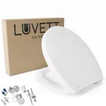 Produktbild: LUVETT® WC-Sitz C210 inkl. 3 Edelstahl Montagelösungen & Absenkautomatik Softclose, Made in EU, antibakterielles Duroplast, Toilettendeckel abnehmbar, Form:Oval
