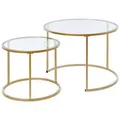 Produktbild: Livetastic Satztisch, Klar, Gold, Metall, Glas, 2-teilig, rund, Flachrohr, rund, 73.4x50x73.4 cm, einfacher Aufbau, Wohnzimmer, Wohnzimmertische, Satztische