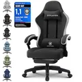 Produktbild: GTPLAYER Gaming Stuhl Ergonomischer Gaming Sessel Schreibtischstuhl mit Stoffoberfläche, Federsitzkissen, Verbindungsarmlehnen und Fußstütze 150KG, hellschwarz