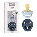 Produktbild: BIBS Colour Schnuller 2er-Pack, BPA-frei, Kirschform Nippel. Naturkautschuk/Latex, Hergestellt in Dänemark. Größe 2 | 6+ Monate | 2-Pack, Dusty Blue/Steel Blue