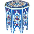 Produktbild: Orientalischer Blumenhocker Gargar Beistelltisch aus Holz, Blau 40 cm