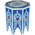 Produktbild: Nachttisch Deko Wohnaccessoire Blau Holz 40cm Orientalisch Handarbeit Wohnzimmer