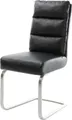 Produktbild: DELIFE Polsterstuhl Pela-Flex, Freischwinger flach Edelstahl Echt-Leder Schwarz Taschenfederkern