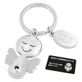 Produktbild: ZWEN Schutzengel Schlüsselanhänger mit edler Geschenkbox + Schutzengelkarte I Schlüsselanhänger Schutzengel in silber - Engel Anhänger als Glücksbringer Auto Anhänger (Silber)