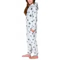 Produktbild: Normann Pyjama Damen Jumpsuit Overall mit Kapuze im Sternen Look aus Coralfleece grau 36/38