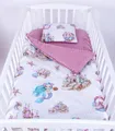 Produktbild: Babylux Babydecke 75x100 cm mit Kissen 30x35 cm – Kuscheldecke aus Minky & Baumwolle – Krabbeldecke für Kinderwagen, Babybett & Spielgruppe (K147 - Retro-Rosa + Meerjungfrauen)