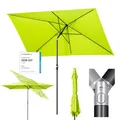 Produktbild: Sekey Aluminum Sonnenschirm mit Kurbel und Knicker, 210 × 140 cm Sonnenschirm Rechteckig für Balkon Garten & Terrasse Sonnenschutz UV 50+, Apfelgrün