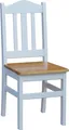 Produktbild: Weißer Holzstuhl aus massivem Kiefernholz mit Sitzfläche in der Farbe Alder