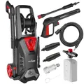 Produktbild: LEHMANN Hochdruckreiniger mit Aluminiumpumpe, 240 bar Arbeitsdruck, 480 l/h Fördermenge, 2200 W Leistung, 10m Hochdruckschlauch, kompakter Flächenreiniger (Missouri)