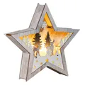 Produktbild: Spetebo LED Weihnachts Stern aus Holz 25 cm - Rentier im Wald - Deko Aufsteller warm weiß beleuchtet - Weihnachten Advent Winter Stern Tisch Deko Beleuchtung Batterie betrieben