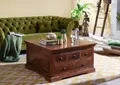 Produktbild: Sofatisch Holztisch Wohnzimmertisch Schubladen 90x90 Akazie massiv Holz kolonial