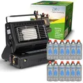 Produktbild: Z.M.C 2-in-1 Tragbare Keramik Gasheizung und Gaskocher 1,3 kW, mit LPG Anschluss + 12 Gaskartuschen, Campingkocher mit Piezozündung, Camping Heizung, Gasheizer, ideal für Outdoor, Zelt und Gartenhaus