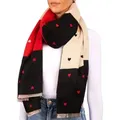 Produktbild: BRUBAKER Schal Cashmirillo Damen Schal mit Herz Muster - 70 x 200 cm, (Weiches Kaschmir-Gefühl, 1-St. für Herbst und Winter), Warm, Kuschelig und Oversized - Herbstschal Winterschal für Frauen beige|rot|schwarz