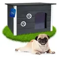 Produktbild: Outentin Tierhaus Isoliert und Wetterfest Hundehaus für Draußen 76x60x60cm - Flachdach, Wetterfest, Ungiftige Beschichtung grau 76 cm x 60 cm x 60 cm