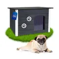Produktbild: Outentin Hundehütte Outdoor Winterfest - Hundehaus für Mittelgroße Hund - Isoliert und Wetterfest - Hunde Haus für Draußen mit zum Öffnen Flachdach - Stabile und Moderne Villa - 76 x 60 x 60cm - Grau