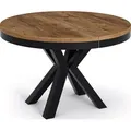 Produktbild: Runder Ausziehbarer Esstisch im Loft-Stil - Industrieller Tisch mit Schwarzen Metallbeinen - Platzsparender Tisch für Wohnzimmer - Lefkas Eiche - ... - Braun