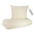 Produktbild: Esprit Flanell Bettwäsche 155x220 Baumwolle Beige - Luxus Bettwäsche-Set 2teilig Öko - kuschelig warm & flauschig - 155 x 220-1 Bettwäschebezug und 1 Kopfkissenbezug 80x80cm - Herbst & Winter