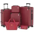 Produktbild: Trolleyset LG2 Hartschalen-Koffer set (S,M,L,XL) Rollkoffer, Reisekoffer, Handgepäck 4 Rollen, ABS-Material, TSA Zollschloss, 6-teiliges Set - Rot