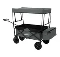 Produktbild: Hauki Bollerwagen Transportwagen für Kinder faltbar mit Dach und Tasche, Gerätewagen Grau 360° drehbar PU Räder mit Bremsen bis 120kg