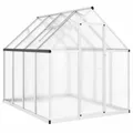 Produktbild: vidaXL Gewächshaus mit Fundamentrahmen, Pflanzenhaus mit Dachrinnensystem Flügeltür, Treibhaus für Pflanzen, Frühbeet, Silber Aluminimum