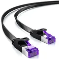 Produktbild: deleyCON 5m Flaches Cat7 Netzwerkkabel (Cat 7 mit 10 Gbit/s) Gigabit LAN - RJ45 Ethernet Patchkabel Verlegekabel Flach - für Internet Switch Router Modem Patchpanel - Schwarz