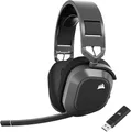 Produktbild: CORSAIR HS80 MAX WIRELESS Multiplattform-Gaming-Headset Mit Bluetooth – Dolby Atmos – Omnidirektionales Mikrofon – iCUE-Kompatibel – PC, Mac, PS5, PS4, Switch, Mobil – Stahlgrau