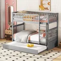 Produktbild: Etagenbett mit 2 Liegeflächen, Gästebett, Lattenrost, Leiter und Rausfallschutz, 90x200 cm, Holzbett, Kinderbett