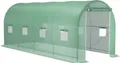 Produktbild: Outsunny Foliengewächshaus Tomatengewächshaus Treibhaus Folientunnel Frühbeet mit Fenster Grün 500 x 200 x 205 cm