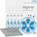 Produktbild: 30x Signia Hörgerätebatterien PR44 675 blau (5x 6er Blister) + Reinigungstuch
