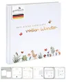 Produktbild: goldbuch 15 513 Babyalbum voller Wunder Wiese mit Blumen-Motiv, Leinenstruktur Fotoalbum mit 58 weißen Blankoseiten, Pergamin & 4 illustrierte Seiten, Baby Album, Papier, ca. 30 x 31 x 4 cm, Weiß