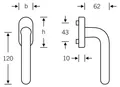 Produktbild: 1147 FSB Fenstergriff (Ausführung: Standard, Stift vorstehend: 24 - 38 mm, Oberfläche: Alu F1 - Natur) Ausführung: Standard Stift vorstehend: 24 - 38 mm Oberfläche: Alu F1 - Natur