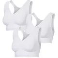 Produktbild: Patsy & Lou 3er Pack Sport-BHS, Bustier Damen, Optimaler Halt für Sport und Freizeit, Nahtlose Verarbeitung, atmungsaktive Sport Tops ohne Bügel, Gr. Weiß, Gr. XXL
