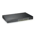 Produktbild: Zyxel 24-Port-Gigabit-PoE-Switch | Smart verwaltet | Rackmontage | 24 PoE+-Ports mit einem Budget von 170 Watt und 2 SFP-Ports | VLAN, IGMP, QoS| Begrenzter lebenslanger Schutz [GS1900-24HP]