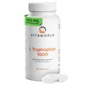 Produktbild: L-Tryptophan - L Tryptophan hochdosiert 1000mg je Tablette (120 vegane Tabletten) - Aminosäure aus pflanzlicher Fermentation - ohne unerwünschte Zusätze, glutenfrei und laktosefrei - vitaworld
