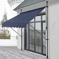Produktbild: pro.tec Klemmmarkise Stem Markise ohne Bohren 300 x 120 x 220-309 cm Balkonmarkise mit Handkurbel Sonnenschutz Stahlgestell Dunkelblau