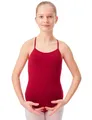 Produktbild: tanzmuster ® Ballettanzug Mädchen Träger - Leonie - aus Baumwolle, Ballettbody Ballett Trikot in burgunder, Größe 104/110