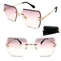 Produktbild: Sonnenbrille Damen Quadratisch Hochwertige Facettenschliff Gläser Rosa Hardcase