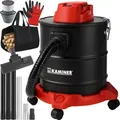 Produktbild: KAMINER Aschesauger 20 L, 1600 W hitzebeständig – Metalltank, HEPA + Textilfilter, Saug- & Blasfunktion, 3 Düsen, Räder – beutellos, Ofen, G... - Silber