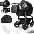 Produktbild: Bergsteiger Capri Kombikinderwagen 2-in-1 ohne Babyschale – Babywanne & Sportsitz, Luftreifen, Federung, höhenverstellbarer Griff, faltbar, Zubehör