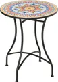 Produktbild: Outsunny Gartentisch Mosaiktisch rund Bistrotisch Beistelltisch mit Mosaikplatte Keramik Metall Rot+Blau+Weiß Ø60 cm