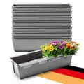 Produktbild: BigDean 8er Set Paletten Blumenkästen - Einsatz - mit Hängesystem zum Einhängen - 37cm Beton-grau - Pflanzkasten für Europalette Balkonkasten Blumentopf - aus recyceltem PP-Kunststoff