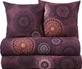 Produktbild: Erwin Müller Bettwäsche, Bettgarnitur Sparpaket 4-TLG. Flanell - Mandala - mollig warm, temperaturregulierend, mit praktischem Reißverschluss - aubergine Größe 80x80 cm / 155x200 cm
