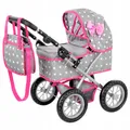 Produktbild: Puppenwagen tief klappbar mit Tasche und verstellbarem Griff 41cm Gondel