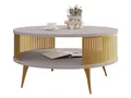 Produktbild: Mirjan24 Couchtisch mit Ablage Rajkon, Runde Form, Metallbeine, Kaffeetisch, Wohnzimmertische, Beistelltisch, Sofatisch, Teetisch (Cashmere, Gold)