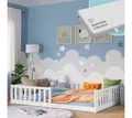 Produktbild: Bellabino Kinderbett Vere mit Rausfallschutz und Lattenrost (weiß mit Matratze, Kiefer Massivholz), Bodenbett verfügbar in 80x160 & 90/120/140x200 cm