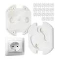 Produktbild: Steckdosen Kindersicherung zum Kleben, 20 Stück, passend für Schuko Buchse Typ F, in Weiß, Typ F Schutz klebbar, Steckdosenschutz selbstklebend, Steckdosenkindersicherung, Baby Steckdosensicherung