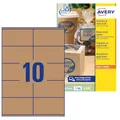 Produktbild: AVERY Zweckform L7108-25 Kraftpapier Etiketten (250 Aufkleber zum Bedrucken, 105x57mm auf A4, selbstklebend, rechteckige Recycling Etiketten, nachhaltige Produktaufkleber) 25 Blatt, naturbraun