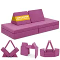 Produktbild: Linodino® Spielsofa | Kindersofa aus Schaumstoff Softbausteine - Kindercouch & Kuschelecke im Kinderzimmer | Stapelsteine für Kinder | Oeko-TEX 100 Zertifiziert | Schmetterlings Lila