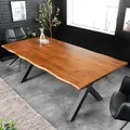 Produktbild: riess-ambiente Massiver Esstisch GENESIS 200 cm Akazienholz schwarz X-Gestell Baumkante - Braun