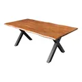Produktbild: Riess Ambiente Massiver Esstisch Genesis - 200cm - braun schwarz - Akazienholz X-Gestell Baumkante Design Tisch Esszimmer modern